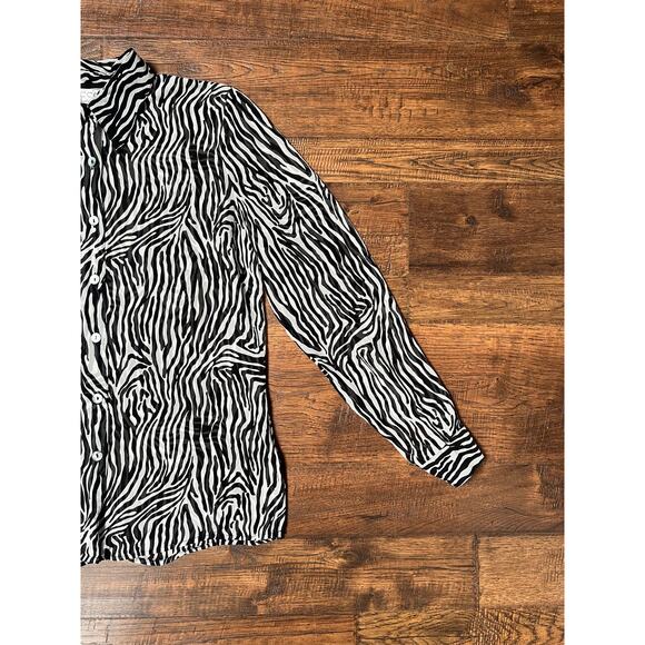 Vintage Clothing - Sheer Button Up Shirt Zebra Print - 100% Silk - Small - Tess - Picture 3 of 8